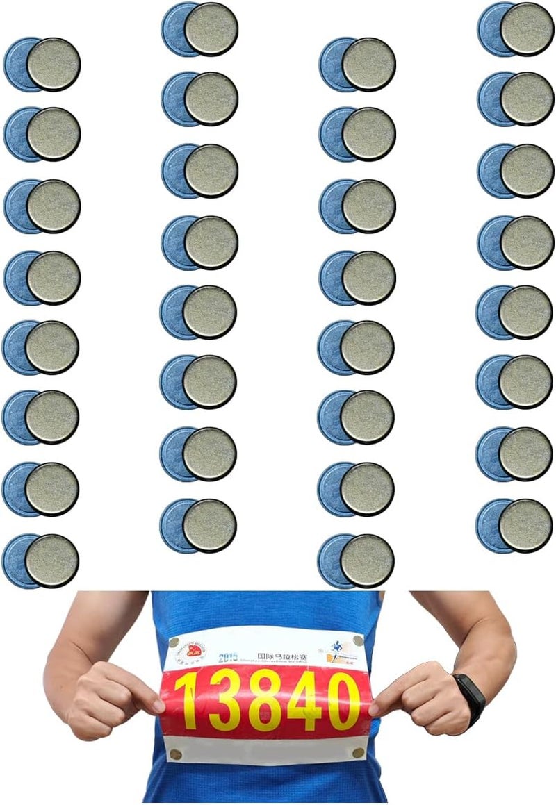 FIOTCEL No-Puncture Bib Fixing System - Magnetic Bib Clips for Runners, Cyclists & Dancers | Reusable Bib Holders with N35 Neodymium Magnets | Ultra-Thin Bib Buckles for Sport Events - Image 1